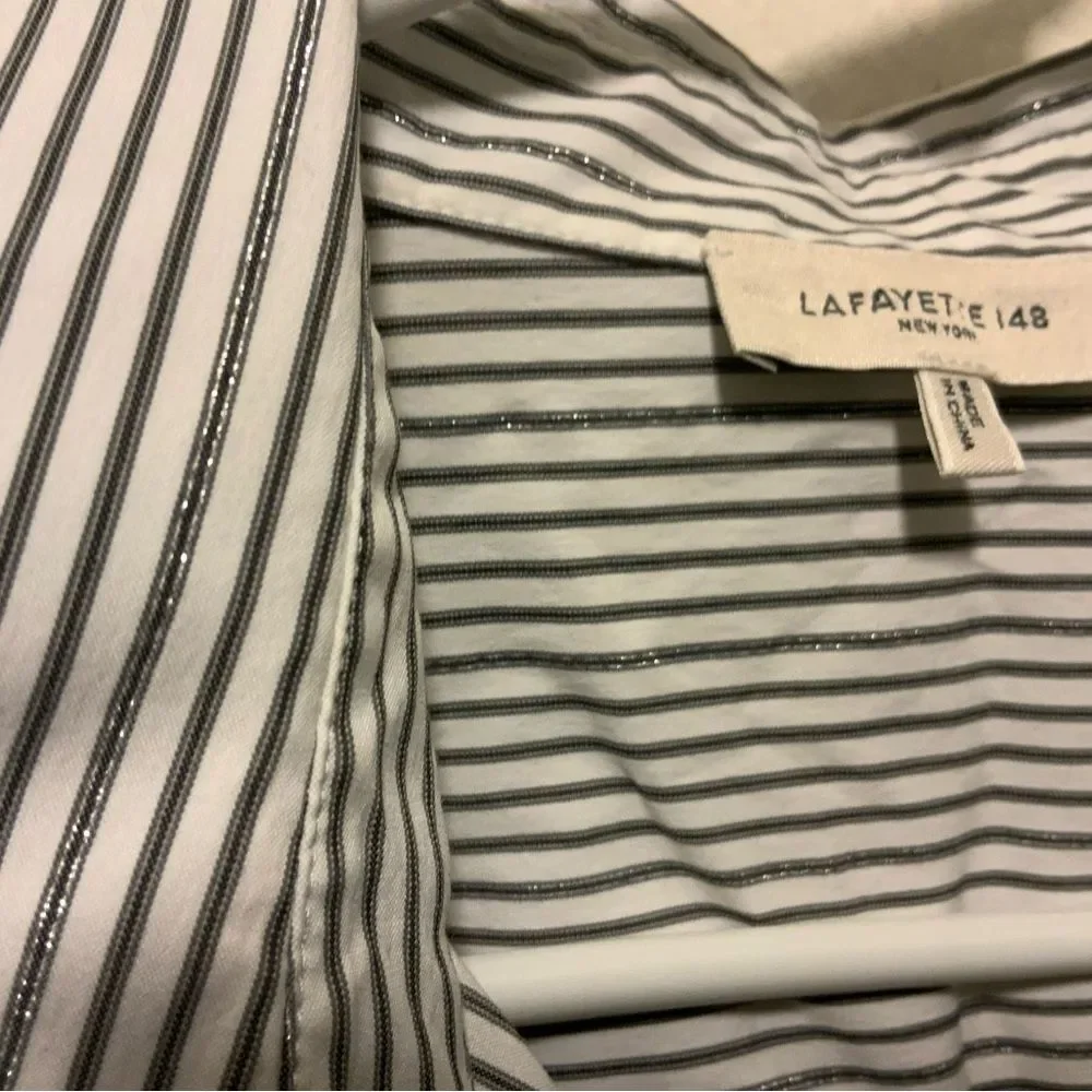 Lafayette 148 New York Womens striped Long-Sleeve Button Up Shirt XL - Picture 4 of 5